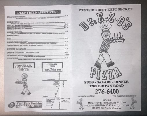 Menu photo 2 D & E-Z-O's Pizza Columbus, OH