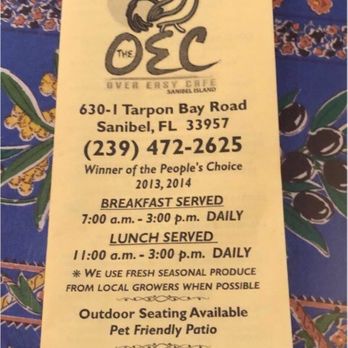 Over Easy Cafe - Menu - Breakfast & Brunch Near Me - Sanibel, Florida