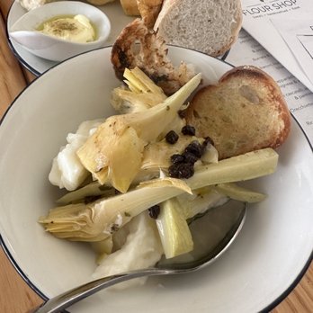 Flourshop - Lemon mozzarella & artichoke appetizer - New American Near Me - Charlotte, North Carolina