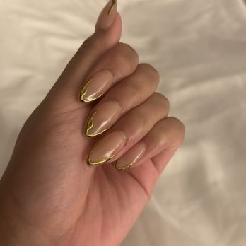 Simply Nails Spa - Left hand with chrome polish chipping - Nail Salons Near Me - Arlington Heights, Illinois Simply Nails Spa - Left hand with chrome polish chipping - Nail Salons Near Me - Arlington Heights, Illinois