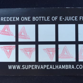 Super Vape Alhambra - Stamp card. Buy 10 get your next juice free! - Vape Shops Near Me - Alhambra, California Super Vape Alhambra - Stamp card. Buy 10 get your next juice free! - Vape Shops Near Me - Alhambra, California