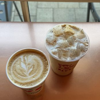 Revolution Roasters - Iced campfire latte with marshmallow cold foam & hot honey lavender latte - Coffee & Tea Near Me - Oceanside, California Revolution Roasters - Iced campfire latte with marshmallow cold foam & hot honey lavender latte - Coffee & Tea Near Me - Oceanside, California