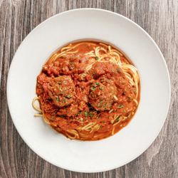 Sarina's Italian Kitchen - Two handmade meat balls, spaghetti marinara, Parmesan.