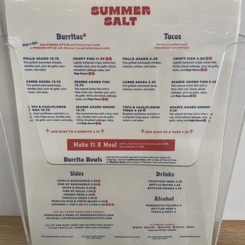Summer Salt - Menu - Tacos Near Me - New York, New York Summer Salt - Menu - Tacos Near Me - New York, New York