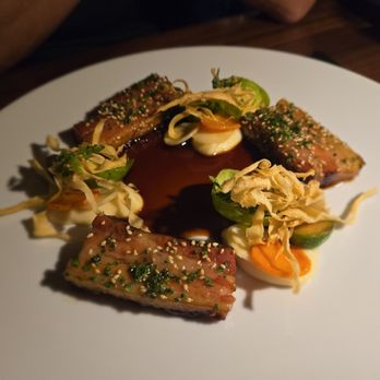 Wild Blue Restaurant + Bar - Glazed pork belly - Seafood Near Me - Whistler, British Columbia Wild Blue Restaurant + Bar - Glazed pork belly - Seafood Near Me - Whistler, British Columbia