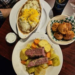 Liam's Irish Pub - Our shepherd's pie, leprechaun nuts & corned beef and cabbage! st patty's day spread on Sunday