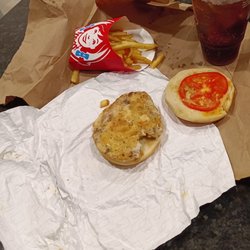 Wendy's - $14.13 buys "all" this! Sorry it's missing bacon, cheese and lettuce, and a sane price.