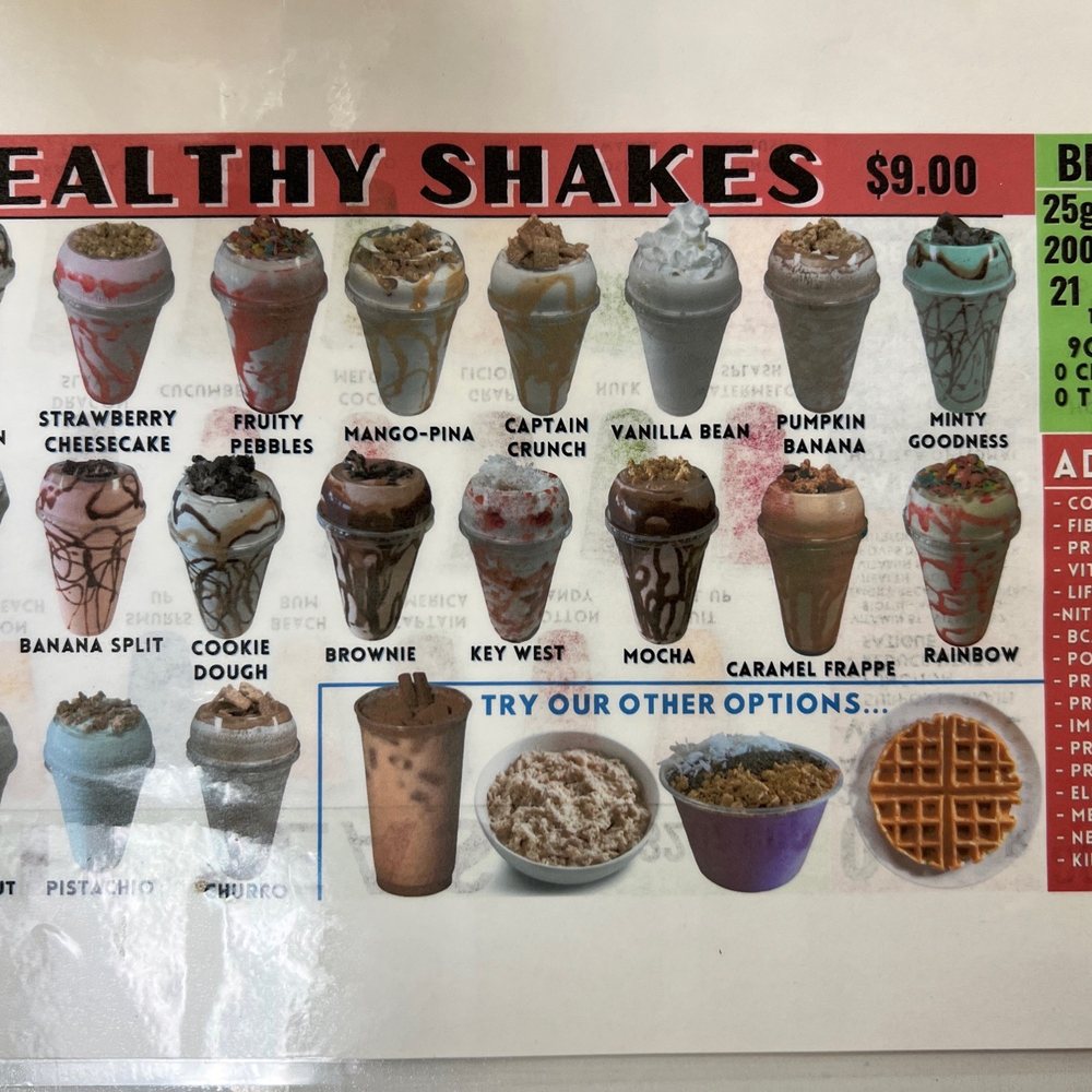 The Tropix Nutrition - Shake menu as of 7.9.22 - Juice Bars & Smoothies Near Me - Miami, Florida