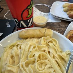 My favorite is the fettuccine Alfredo and of course those breadsticks
