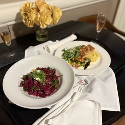 Sycamore Mineral Springs Resort & Spa - Beet salad and salmon dinner. Delicious