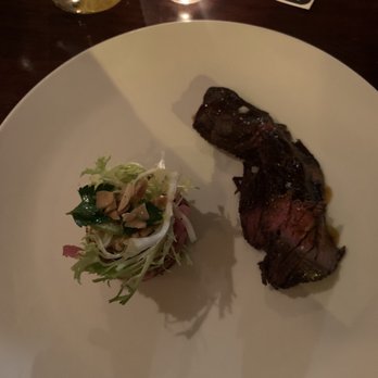 Fruition Restaurant - Steak, bread pudding and salad - New American Near Me - Denver, Colorado