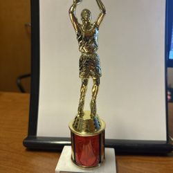 Wayne's Bowling Supply - Youth Basketball Trophy personalized with individual name.