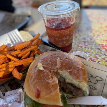 The Melt - IMPOSSIBLE SWISS & SHROOM: no cheese or sauce: added tomatoe and spinach Sweet potato fries Organic cane Cherry soda - New American Near Me - Irvine, California The Melt - IMPOSSIBLE SWISS & SHROOM: no cheese or sauce: added tomatoe and spinach Sweet potato fries Organic cane Cherry soda - New American Near Me - Irvine, California
