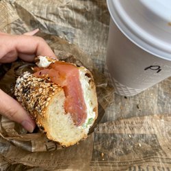 Vista Bakeshop - Breakfast baguette w/ scallion cream cheese and lox