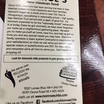Monroe's Restaurant - History - New Mexican Cuisine Near Me - Albuquerque, New Mexico