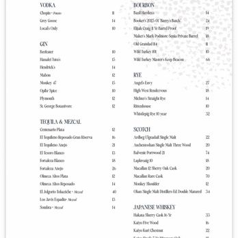 Senia - Spirit list - Cocktail Bars Near Me - Honolulu, Hawaii