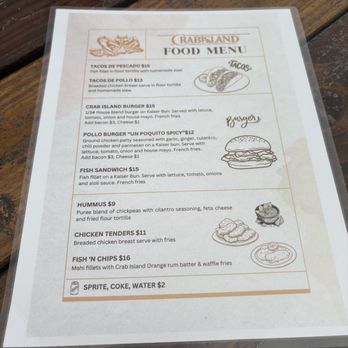 Crab Island Rum Distillery - Food menu - Distilleries Near Me - Vieques, Puerto Rico