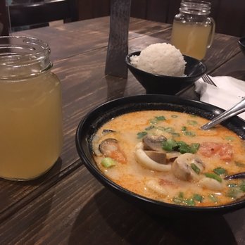 Sip Saam Thai - Tom kha with seafood- yummy coconut lemongrass soup - Thai Near Me - Austin, Texas Sip Saam Thai - Tom kha with seafood- yummy coconut lemongrass soup - Thai Near Me - Austin, Texas