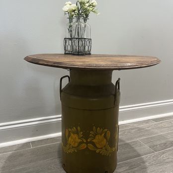 Simple Life Home Decor - Vintage Milk Can Side Table - Home Decor Near Me Simple Life Home Decor - Vintage Milk Can Side Table - Home Decor Near Me