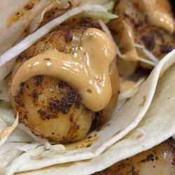 Barry's Do Me A Flavor - Blackened shrimp tacos - closeup