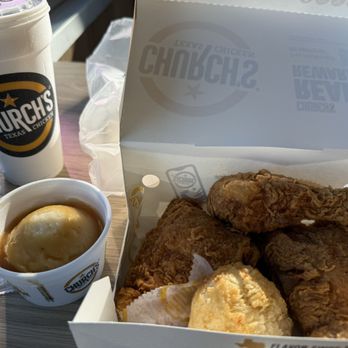 Church's Texas Chicken - 3 piece spicy dark combo with mashed potatoes and Coke Zero - Chicken Wings Near Me - Pooler, Georgia Church's Texas Chicken - 3 piece spicy dark combo with mashed potatoes and Coke Zero - Chicken Wings Near Me - Pooler, Georgia