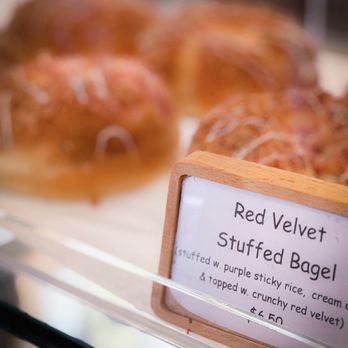 Moussey Moussey - Red velvet stuffed bagel - Desserts Near Me - Parma, Ohio Moussey Moussey - Red velvet stuffed bagel - Desserts Near Me - Parma, Ohio