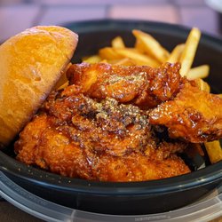 Milk & Honey Southern Inspired Kitchen - Hot honey and lemon pepper chicken sandwich