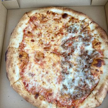 3 Fools - Large pie- half sausage - Chicken Wings Near Me - Orleans, Massachusetts 3 Fools - Large pie- half sausage - Chicken Wings Near Me - Orleans, Massachusetts