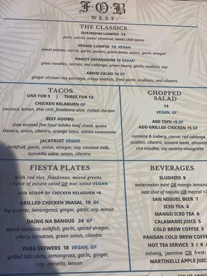 Menu photo 1 FOB West Oakland, CA
