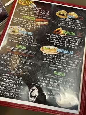 Menu photo 8 Taqueria Maria Bonita Arlington, TX