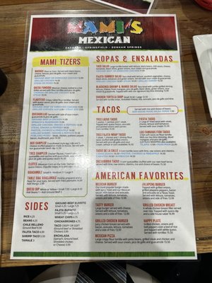 Menu photo 2 Mami's Mexican Denham Springs, LA