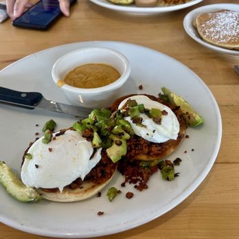 Eggsquisite Cafe - 7/5/25 Chorizo Benedict. - Breakfast & Brunch Near Me - Southlake, Texas
