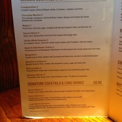 Miller & Carter - Cocktail list