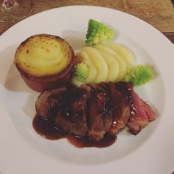 The Angel Hotel - Lamb rump, with creamed potato, mini shepherds pie, romanesco and gravy.