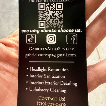 Gabriels Auto Spa - Business card - Auto Detailing Near Me - Colorado Springs, Colorado Gabriels Auto Spa - Business card - Auto Detailing Near Me - Colorado Springs, Colorado