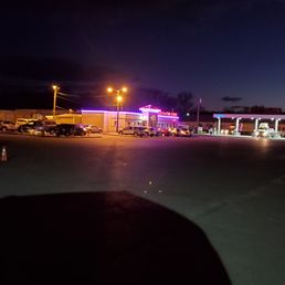 a parking lot at night