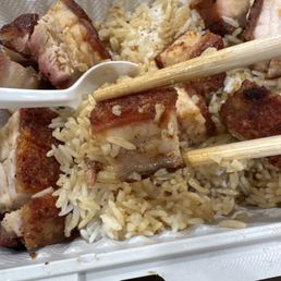 Crispy roast pork box.