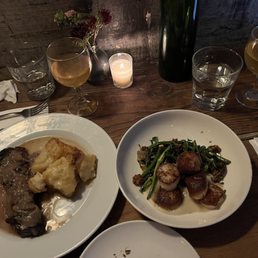 Grilled Hanger Steak, Seared Scallops