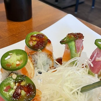 Yakumi Sushi - Red dragon maybe? We ordered what felt like every roll with jalapeños on top and they were all so good! - Japanese Near Me - Poway, California
