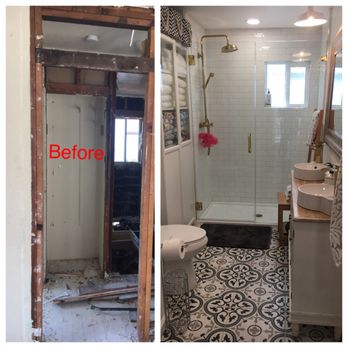 DNM Construction - Bathroom before (gutted) and after - General Contractors Near Me - Seaside, California DNM Construction - Bathroom before (gutted) and after - General Contractors Near Me - Seaside, California