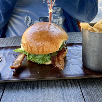 Funck's Restaurant - Leola - Bacon burger with not so generous fries as an add on. - New American Near Me - Leola, Pennsylvania Funck's Restaurant - Leola - Bacon burger with not so generous fries as an add on. - New American Near Me - Leola, Pennsylvania