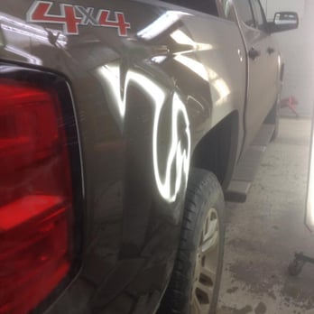 Dent Clinic - Boxside Before - Mobile Dent Repair Near Me - Edmonton, Alberta