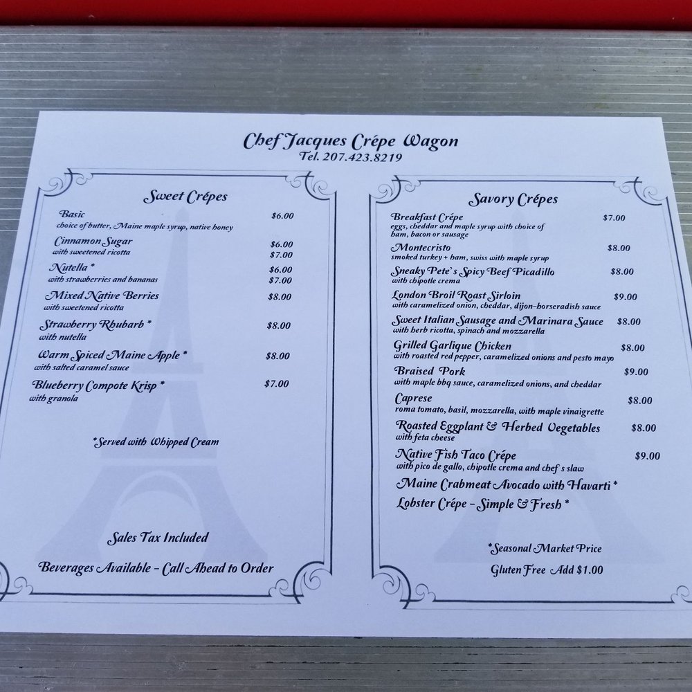 Chef Jacques Crepe Wagon - The menu - Food Trucks Near Me Chef Jacques Crepe Wagon - The menu - Food Trucks Near Me