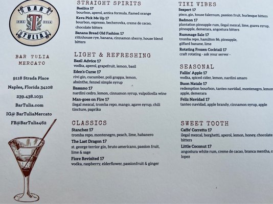 Menu photo 8 Bar Tulia - Mercato Naples, FL Menu photo 8 Bar Tulia - Mercato Naples, FL