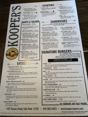 Menu photo 5 Kooper's Tavern Baltimore, MD