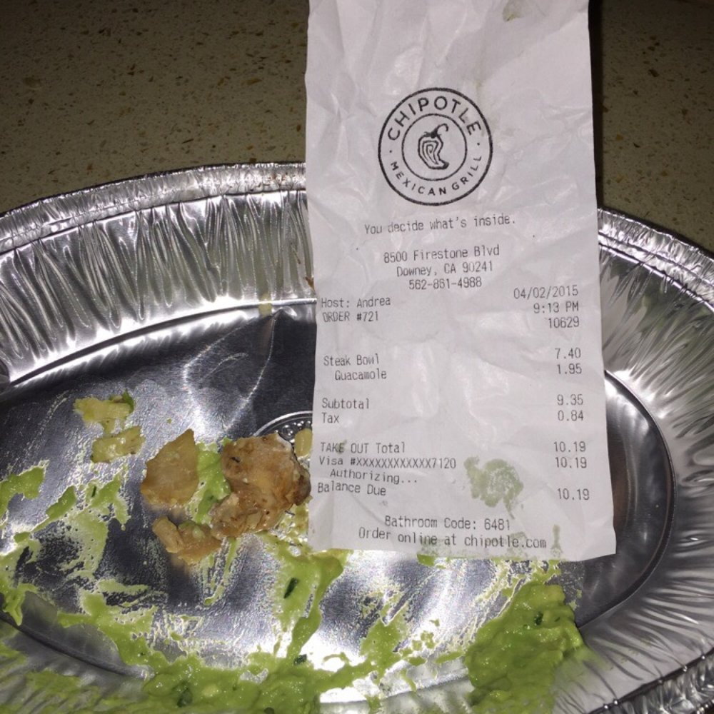 Chipotle Mexican Grill - The pieces of nerve from my chicken and the bamboo piece - Mexican Near Me - Downey, California Chipotle Mexican Grill - The pieces of nerve from my chicken and the bamboo piece - Mexican Near Me - Downey, California