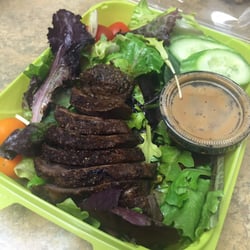Garden salad with steak