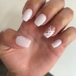 Very natural acrylics! Love the lace design! Thank you Charlea! (Color is OPI Funny Bunny) Very natural acrylics! Love the lace design! Thank you Charlea! (Color is OPI Funny Bunny)