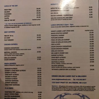Angie's Seafood - Menu - Seafood Near Me - Baltimore, Maryland