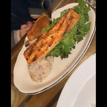 Cafe Rue Dix - Salmon Procenciale, grilled wild salmon, black olive mashed potatoes, grilled kale. - French Near Me - Brooklyn, New York